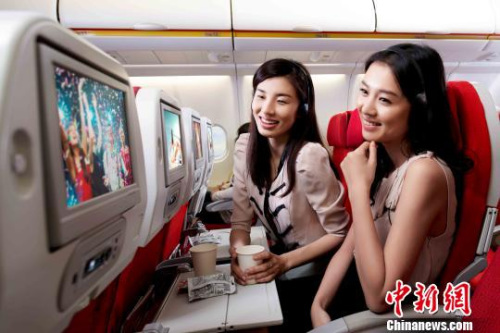 圖為海南航空客機經濟艙娛樂視聽系統(tǒng)。